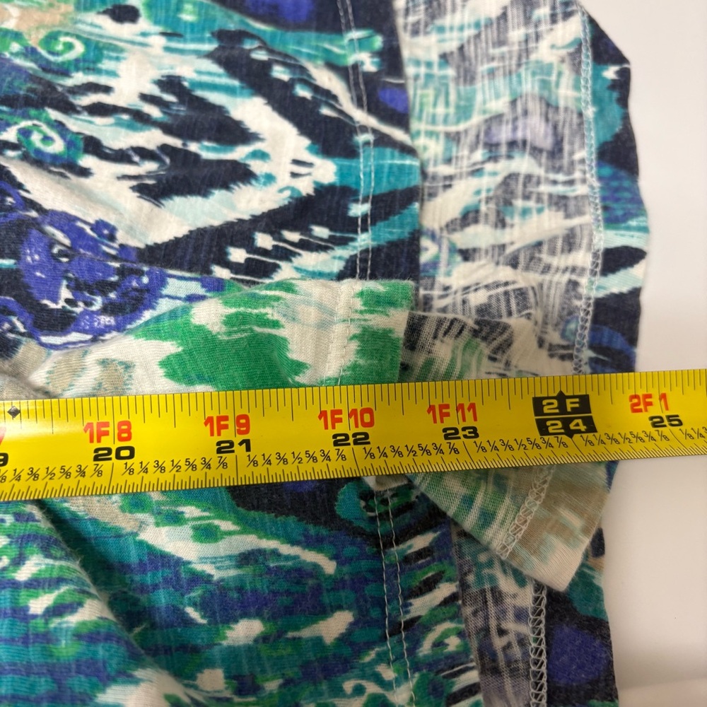 Chico’s Rayon Spandex Mediteranea Hi-Low Top in Iced Turq Multicolor - Picture 8 of 9